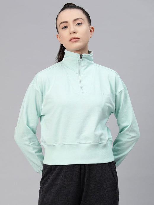 Alcis Women Blue Solid Sweatshirt