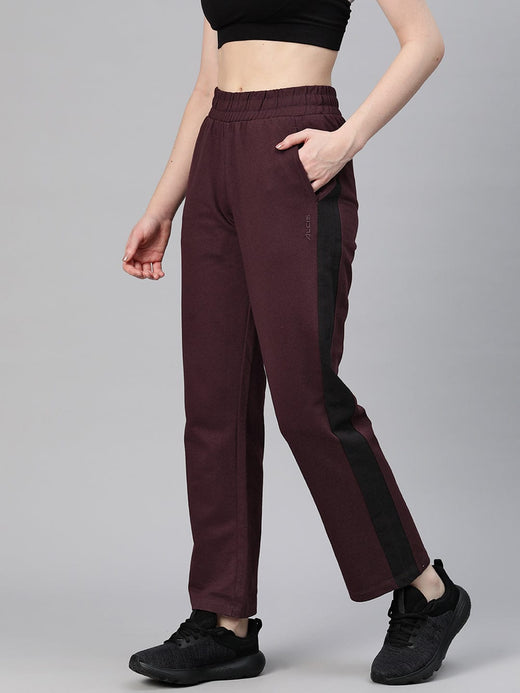 Alcis Women Maroon Solid Regular-Fit Track Pants