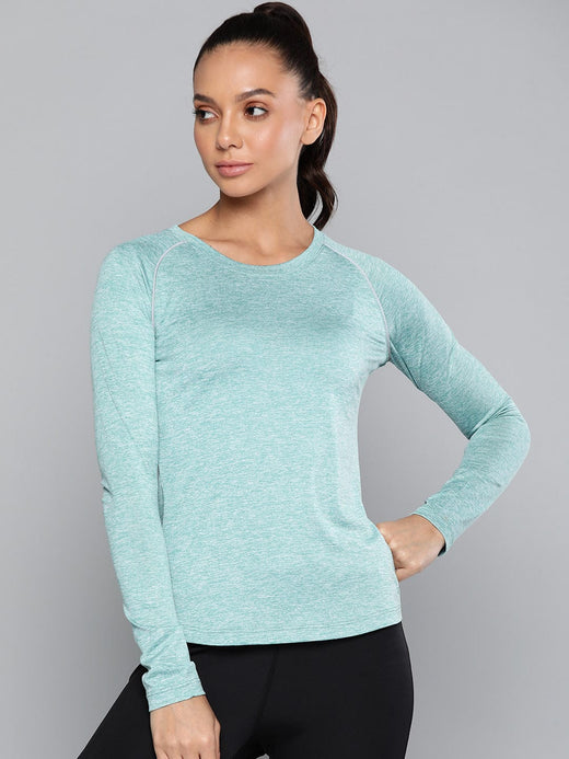 Alcis Women Turquoise Blue Slim Fit Training or Gym T-shirt