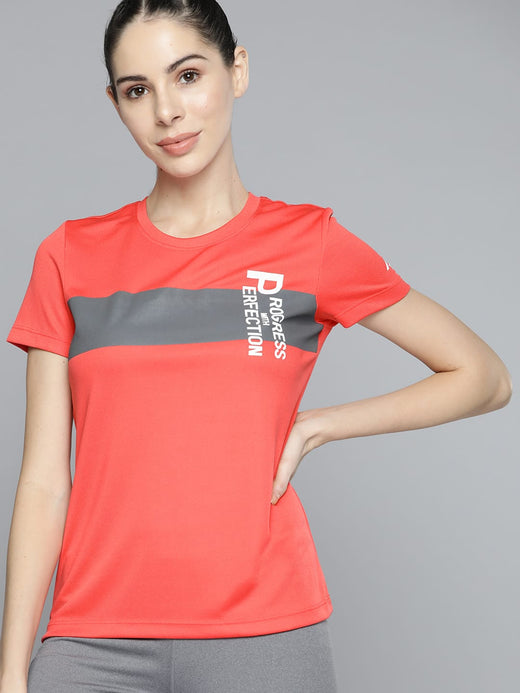 Alcis Women Red Typography Printed Slim Fit T-shirt