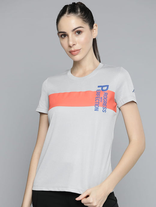 Alcis Women Grey Typography Printed Slim Fit T-shirt