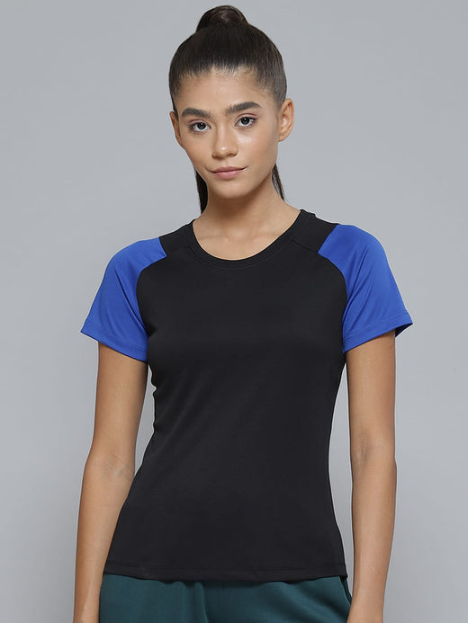 Alcis Women Black Slim Fit T-shirt