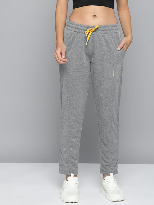 Alcis Women's Grey Melange Solid Slim-Fit Training Track Pants