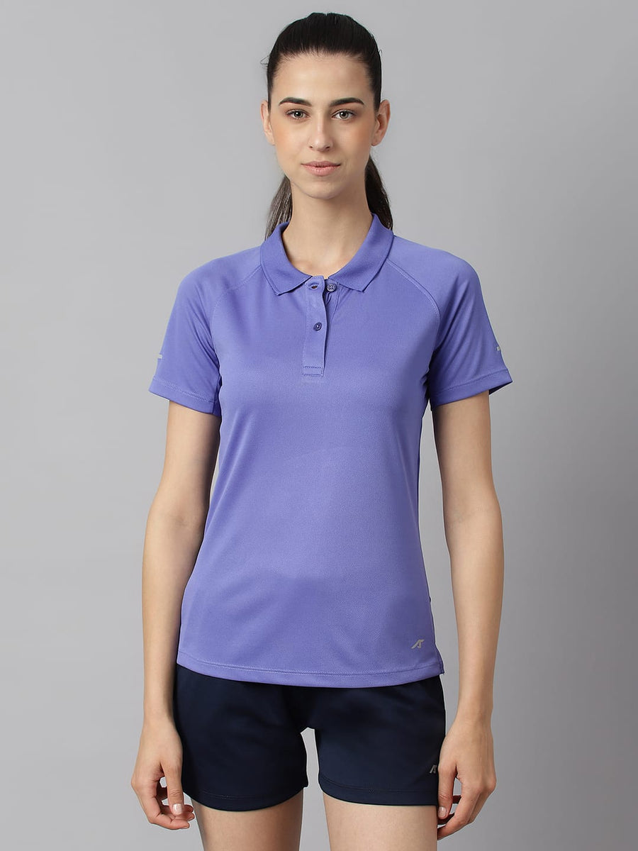 Alcis women Iris Bloom Tech-Fit training polo T-shirt with Anti-Statix and Drytech+ technology.