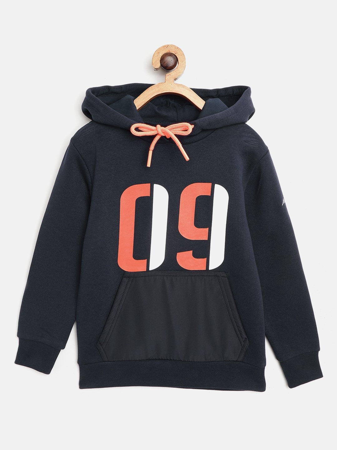 Alcis Boys Navy Blue White Alphanumeric Print Hooded Sweatshirt-4 BAA20E803400-4Y