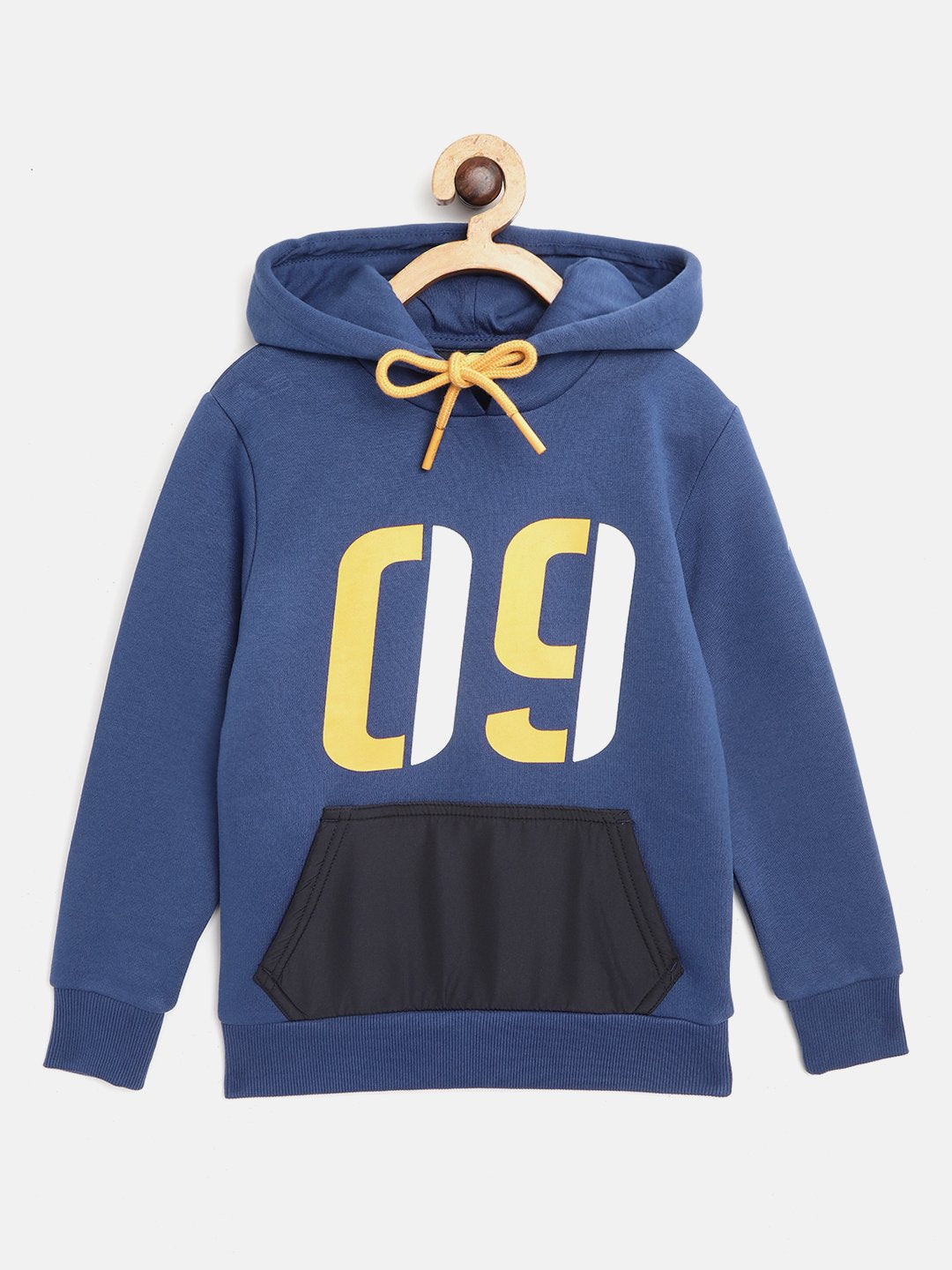 Alcis Boys Blue White Alphanumeric Print Hooded Sweatshirt-4 BAA20E803440-4Y