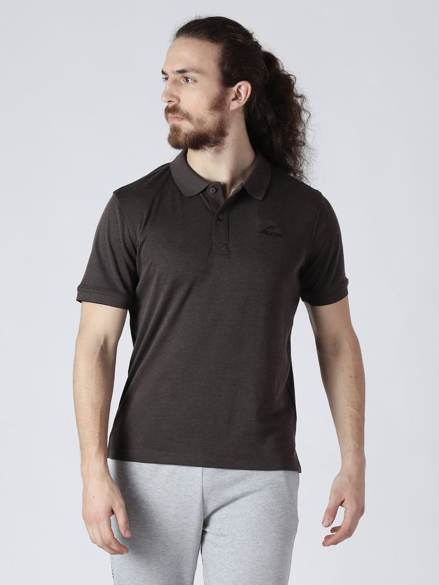 Alcis Men Brown Solid Polo Collar Slim Fit T-shirt BMPO82615-S