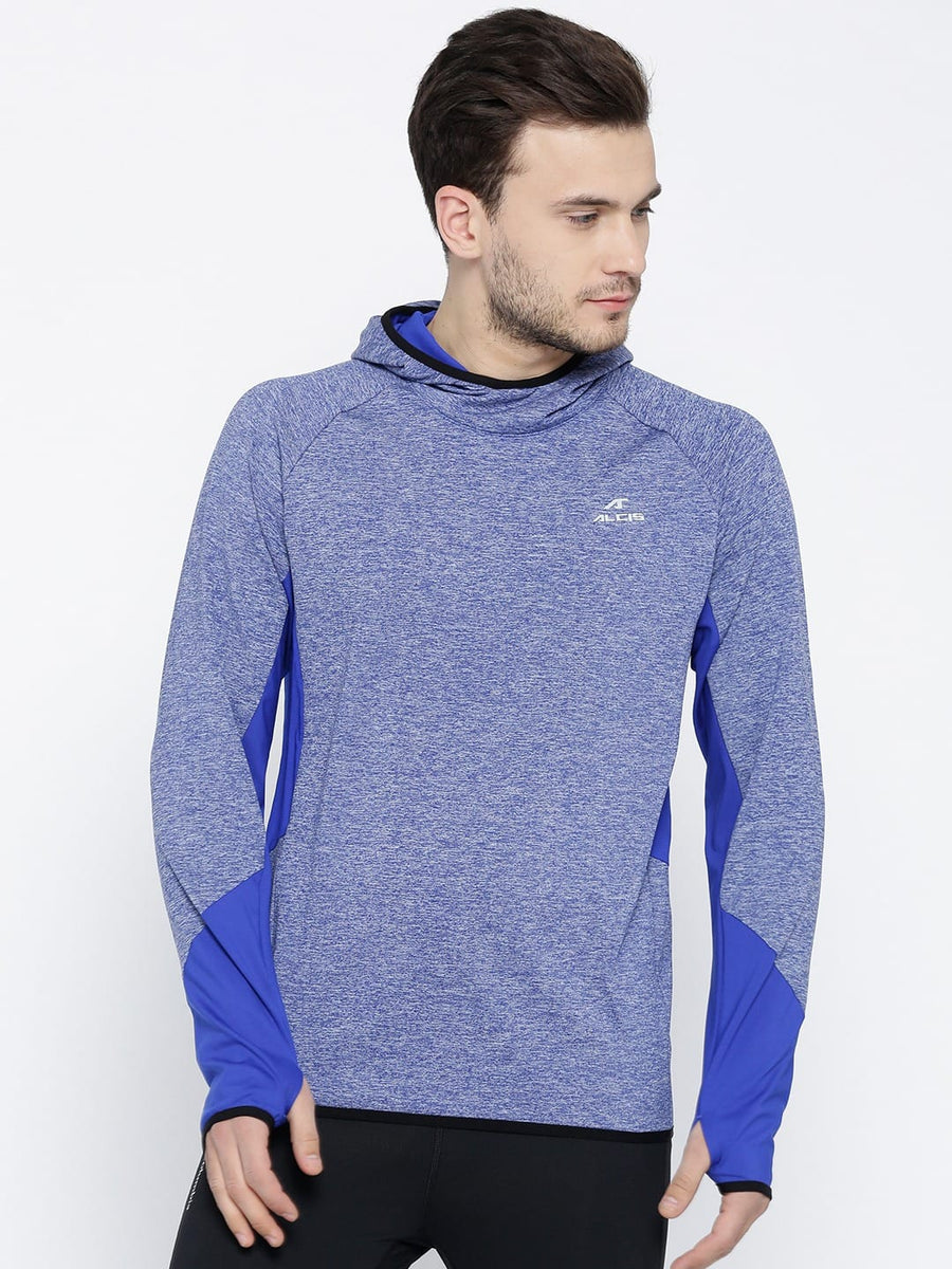 Alcis Men Blue Solid Hooded Sweatshirt ECMJBMSS0013-XS
