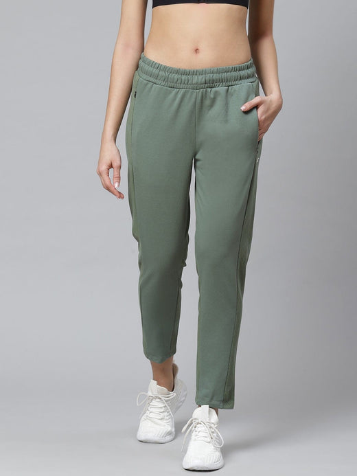Alcis Women Solid Olive Track Pant
