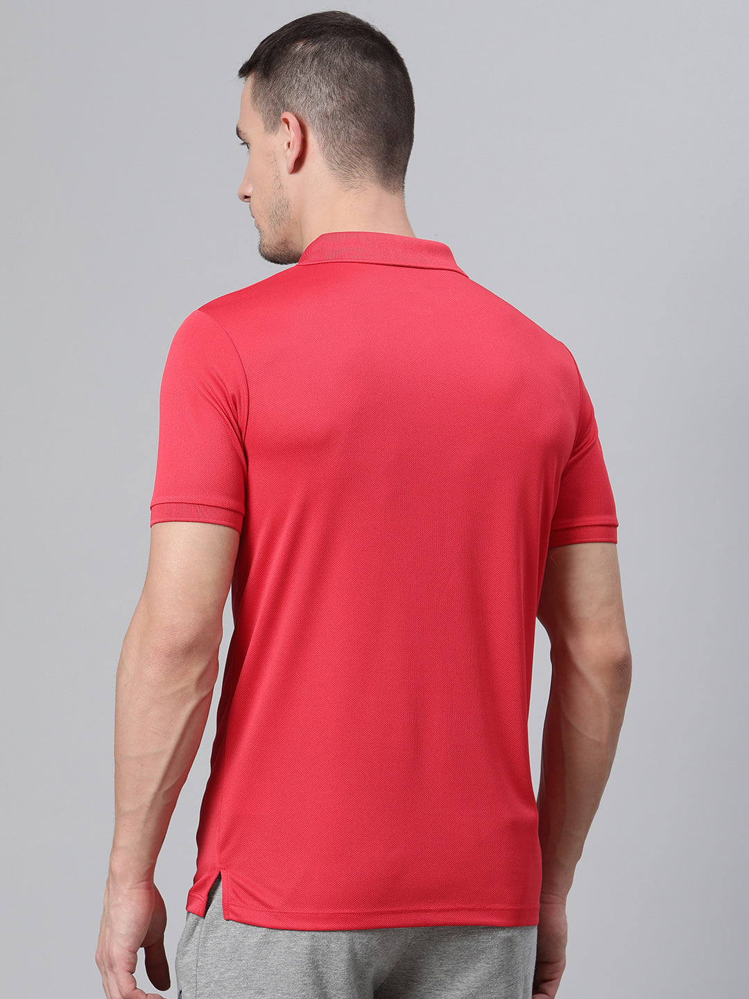 ALCIS Men Solid Red Polo T-Shirt