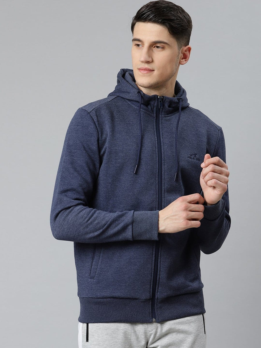 Alcis Men Navy Blue Solid Hooded jecket