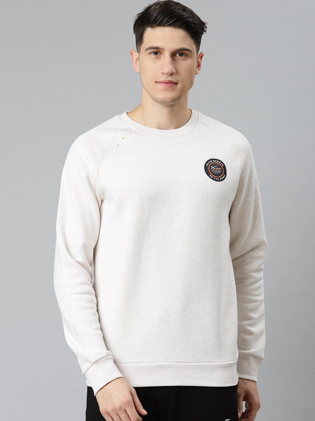 Alcis Men Off White Applique Pullover Sweatshirt