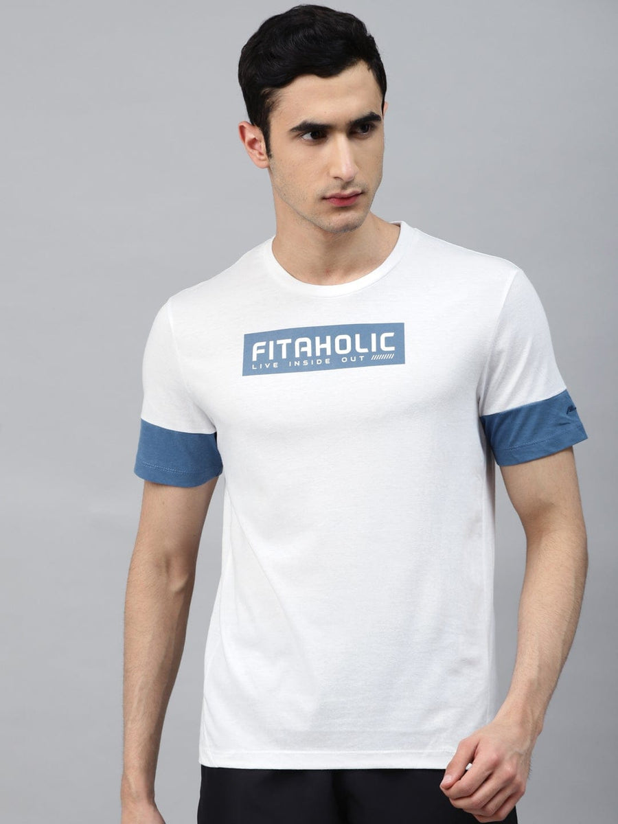 Alcis Men Color Block White Crew
