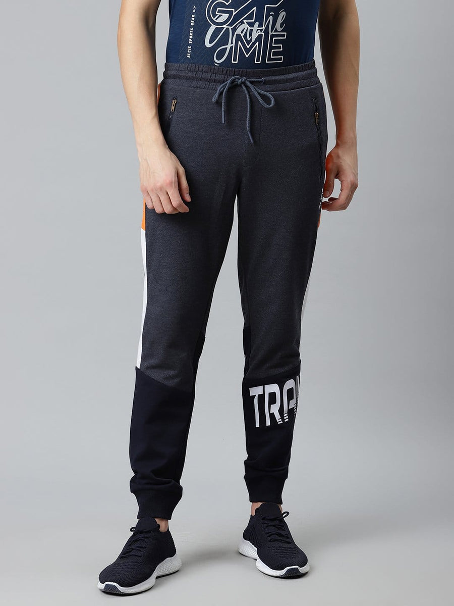 Alcis Men Navy Blue & Black Colourblocked Training Joggers