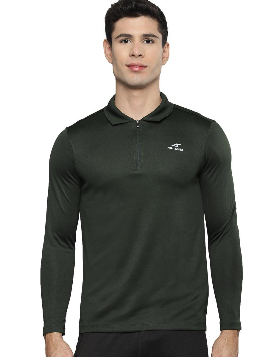 Alcis Men Solid Green Polo