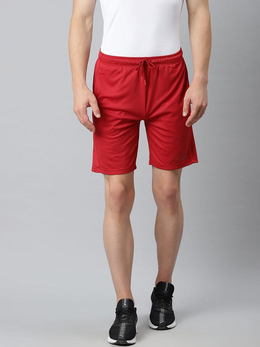 Alcis Men Red Slim Fit Mid-Rise Sports Shorts