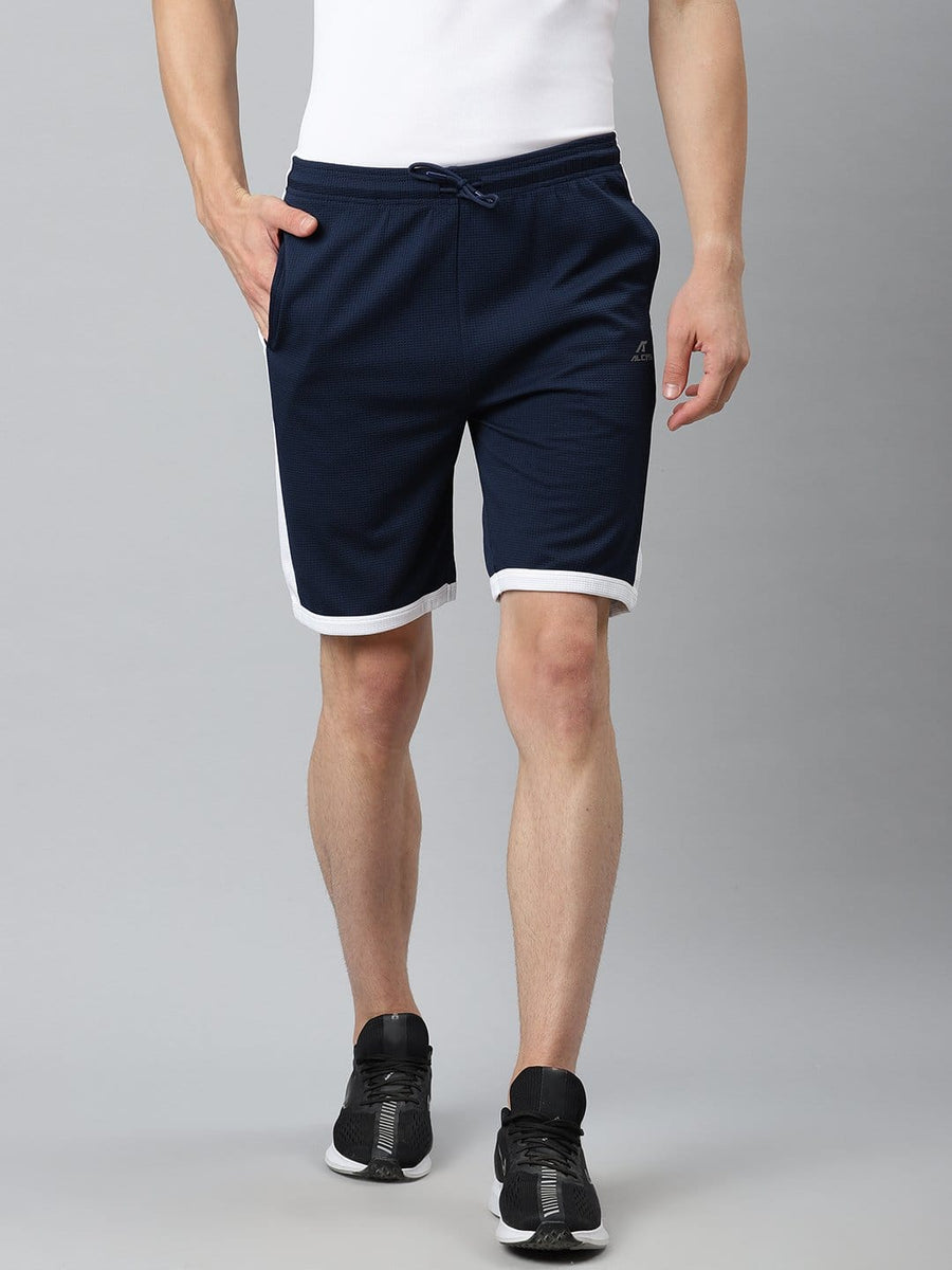 Alcis Men Navy Blue Slim Fit Mid-Rise Sports Shorts