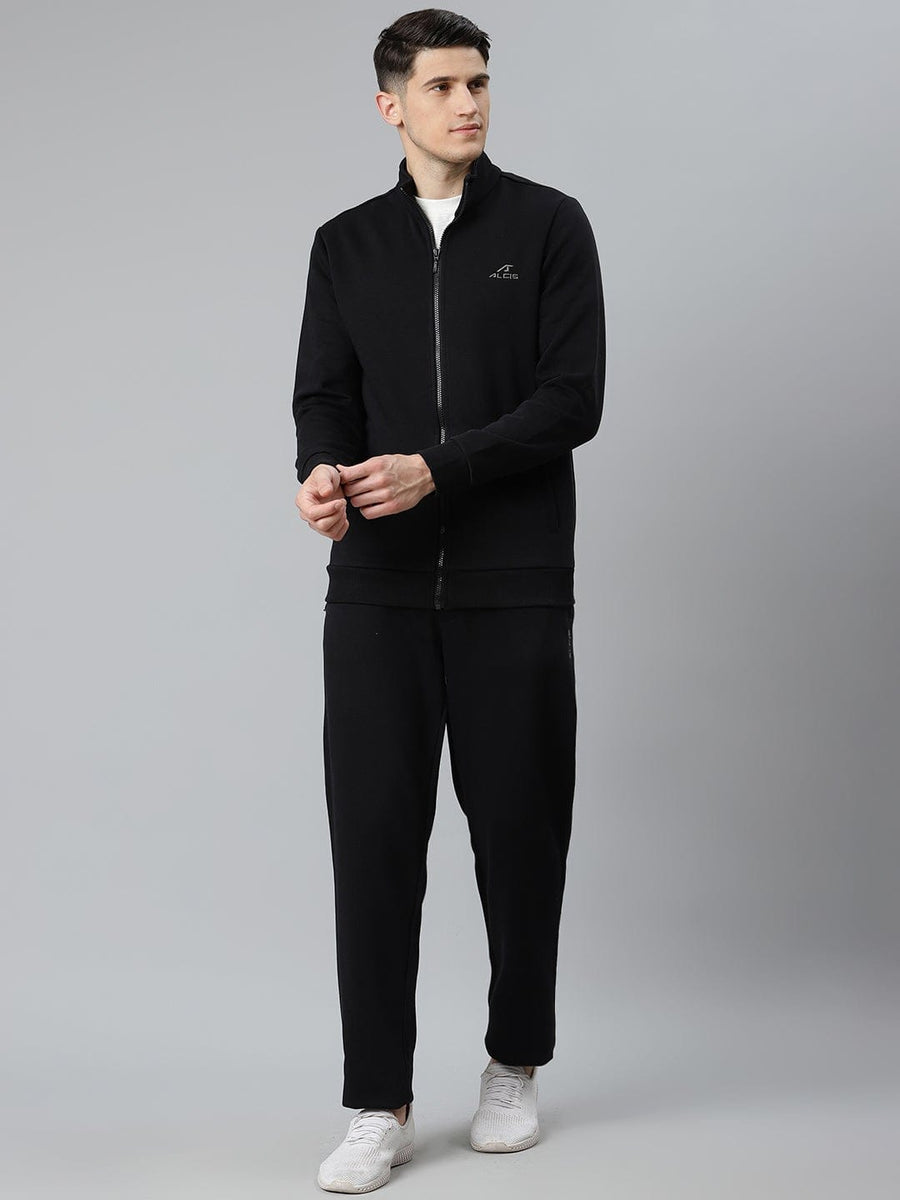 Alcis Men Solid Black Track Suit
