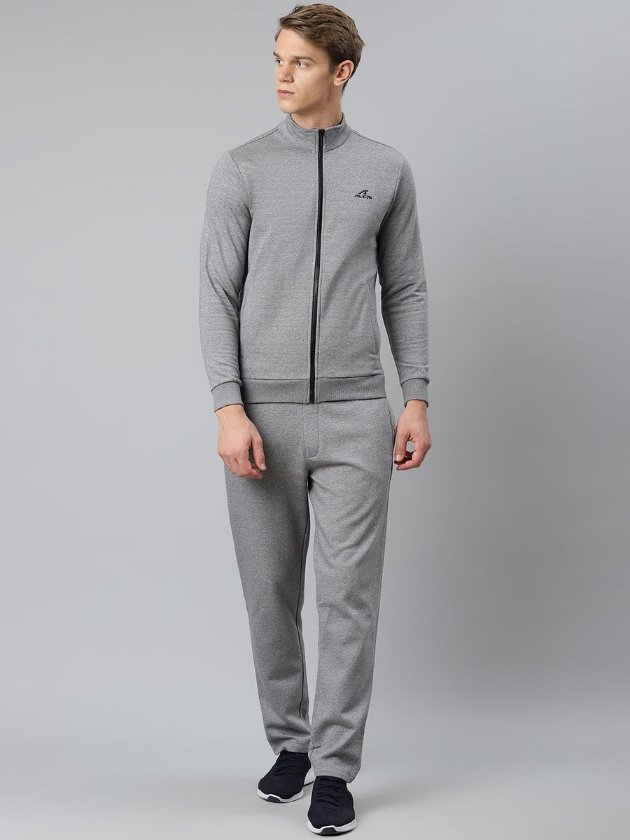 Alcis Men Solid Grey Melange Track Suit