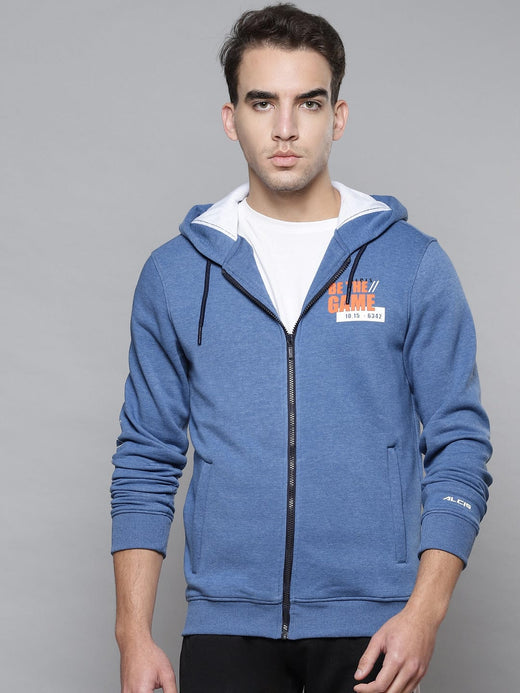 Alcis Men Blue Typography Cotton Sporty Jacket
