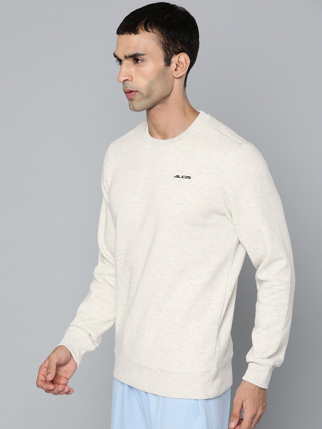 Alcis Men Solid Off White Sweatshirts