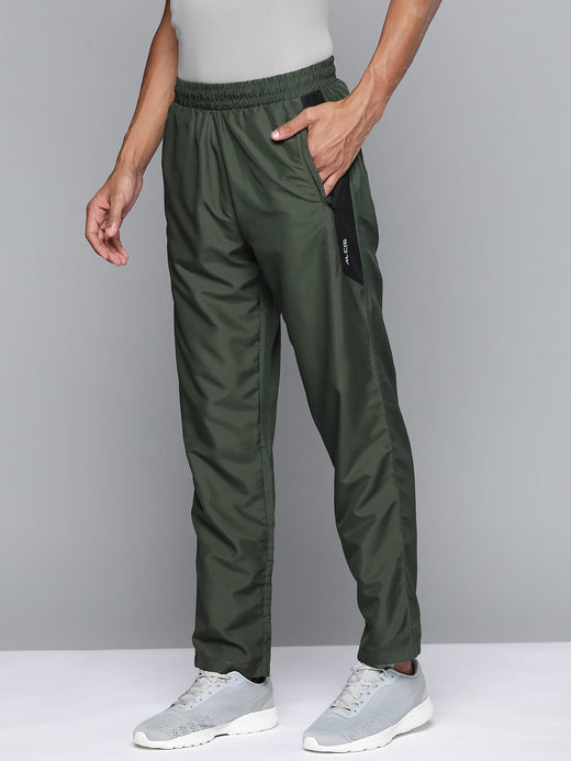 Alcis Men Olive Green Solid Track Pants