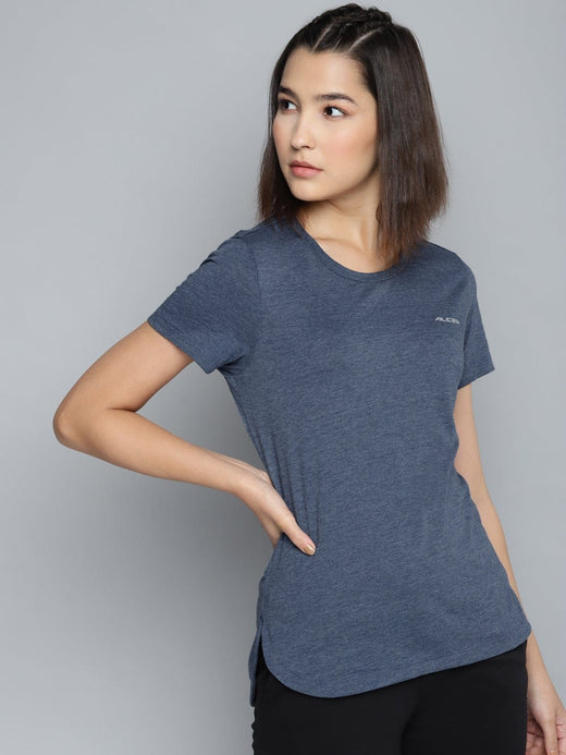 Alcis Women Solid Navy Blue Tee