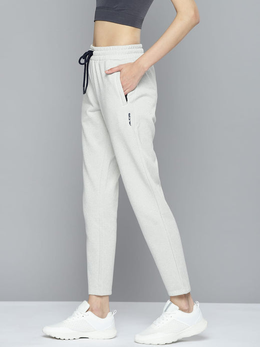 Alcis Women Cream-coloured Solid Fleece Track Pant