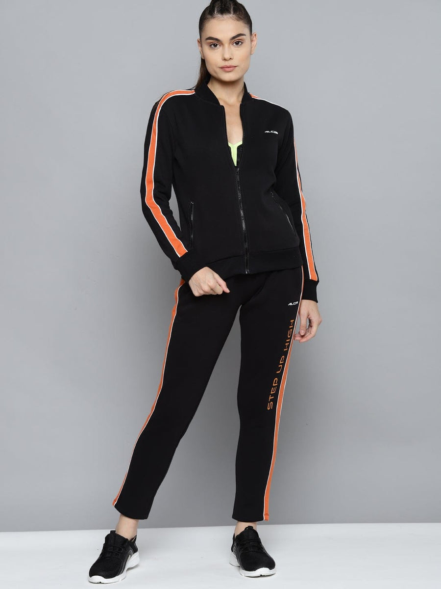 Alcis Women Printed Black Track Suit