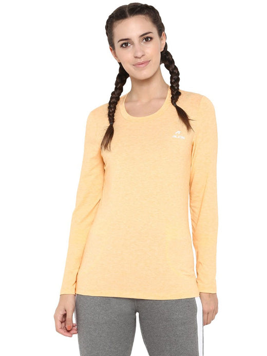 Alcis Women Orange Solid Round Neck T-shirt