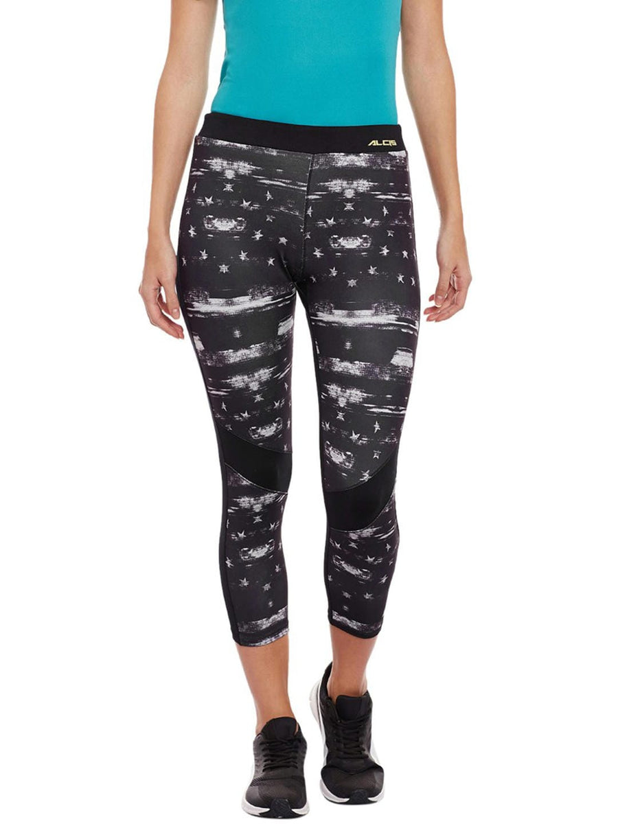 Alcis Black Printed Training Tech Fit Tights AKTRWPN1350336 AKTRWPN1350336-S