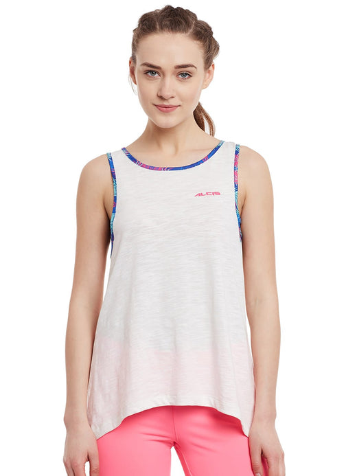 Alcis Women Off-White Solid Tank Top