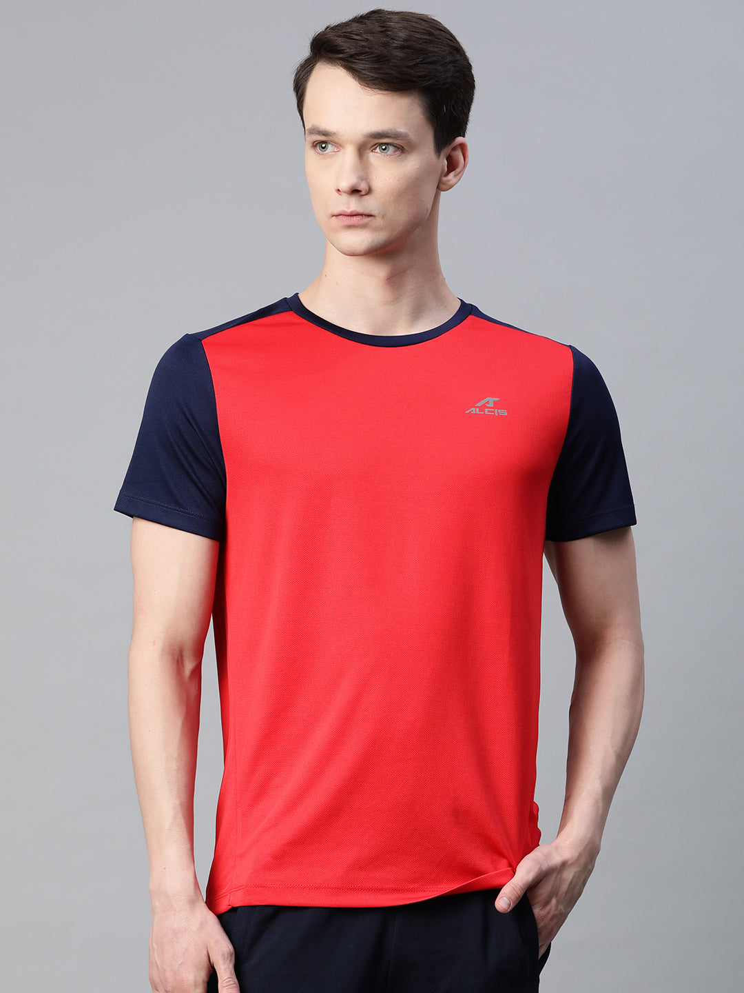 Alcis Men Red Solid Round Neck T-shirt ALDUE001601-S