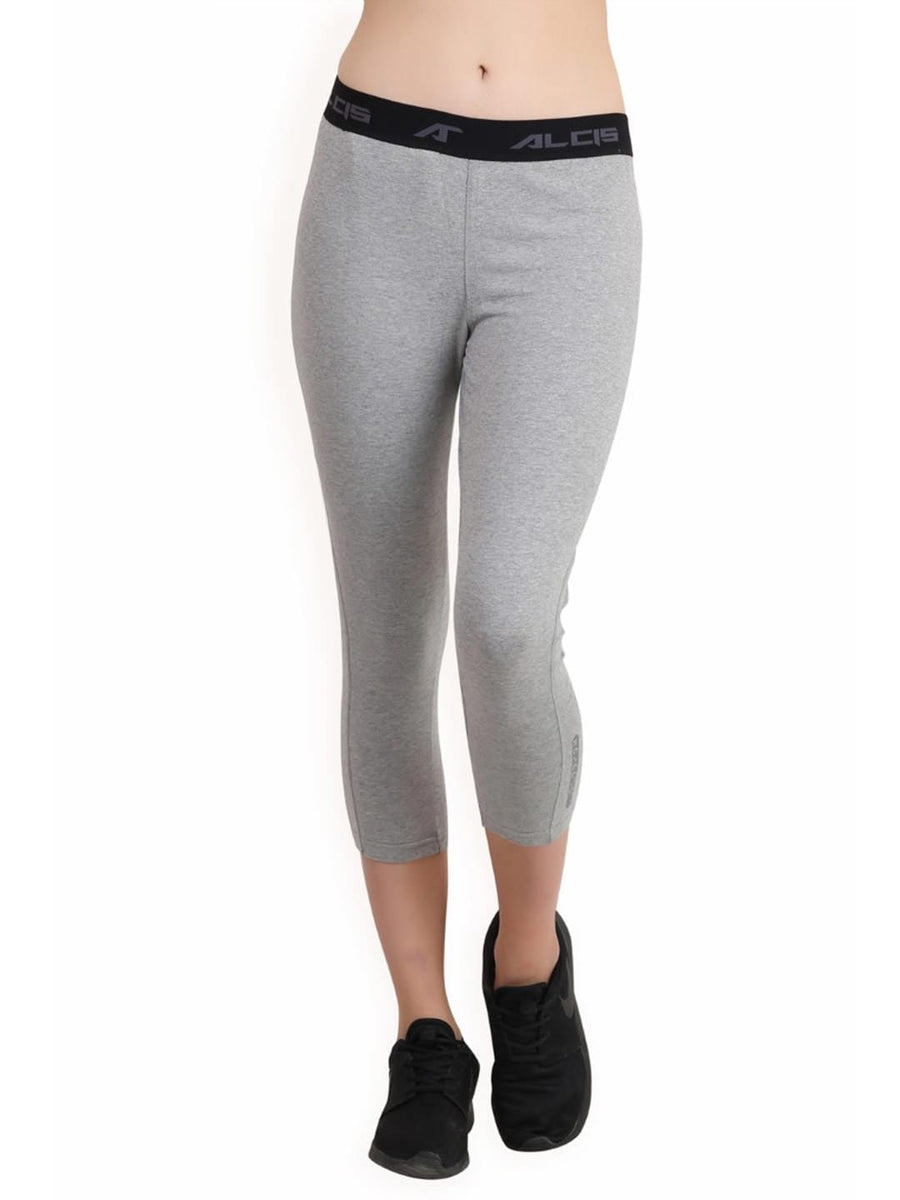 Alcis Womens Solid Grey Legging ALWPA152460 ALWPA152460-XS