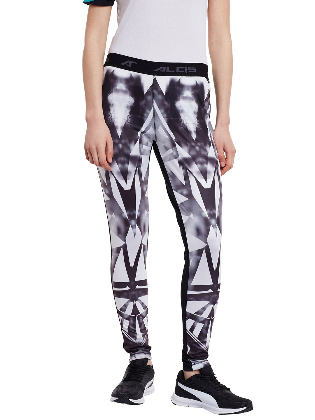 Women White Printed Track Pant ALWPA159475-XS