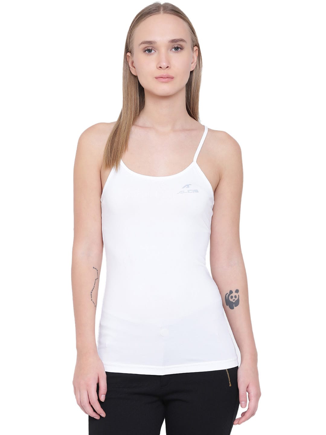 Alcis Lean Strap Back White Tank Top ALWTP138412-S