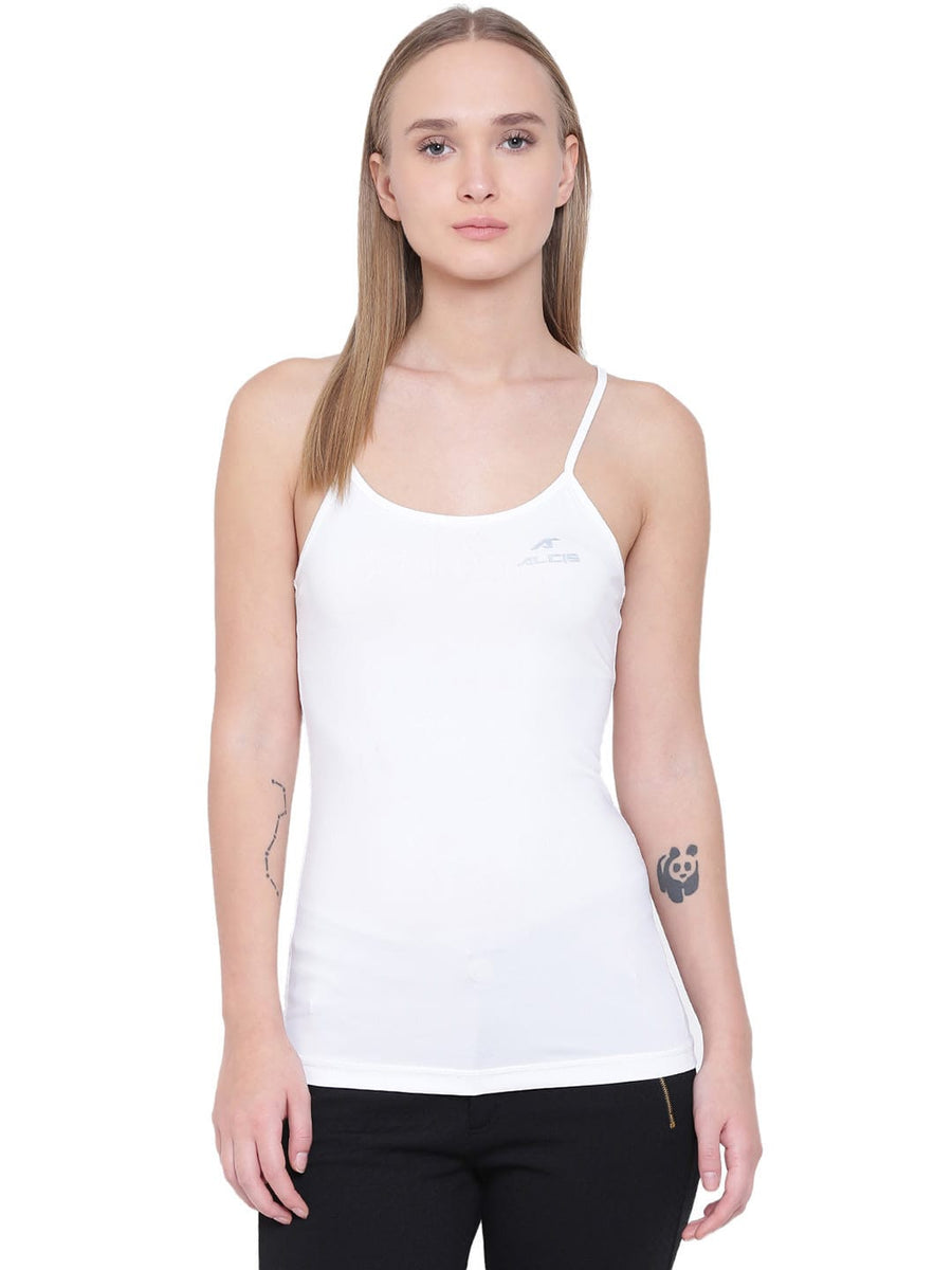 Alcis Lean Strap Back White Tank Top ALWTP138412-S