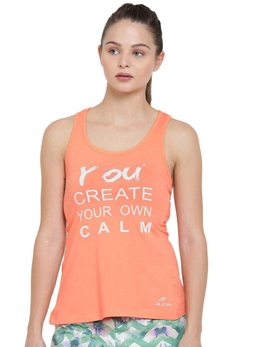 Alcis Women Orange Printed Tank Top
