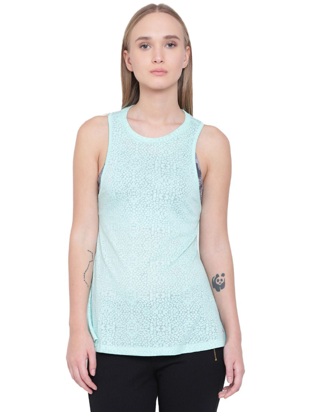 Aqua Blue Solid Tank Top ALWYT134415-XS