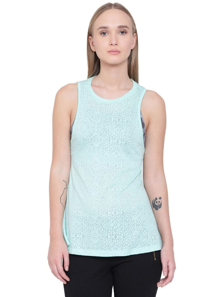 Aqua Blue Solid Tank Top ALWYT134415-XS