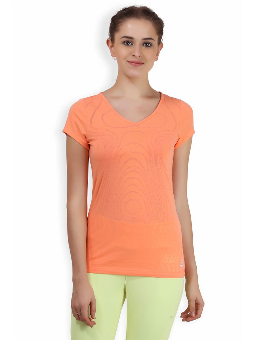 Alcis Face Burnout Peach Solid Top ALWYT134436-XS