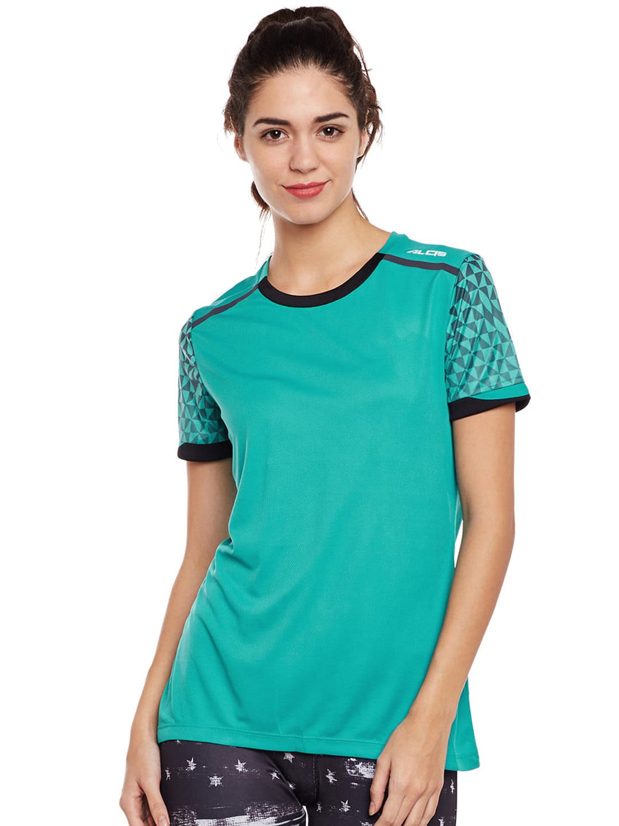 Alcis Women Printed Blue Tshirts AWTNWTE0420098-S