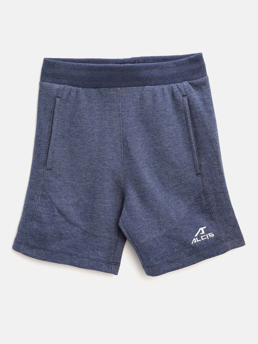 Alcis Boys Navy Blue Melange Effect Slim Fit Sports Shorts BAS20C731419-4Y