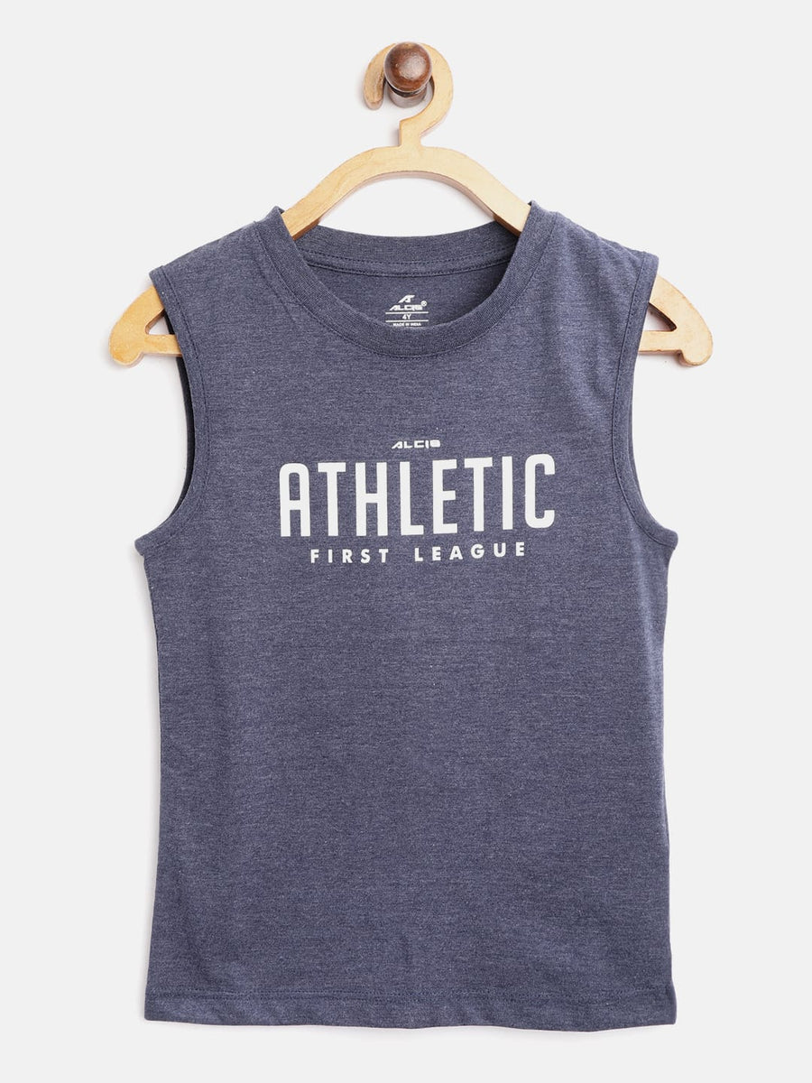 Alcis Boys Navy Blue Typography Print Round Neck Sports T-shirt BSTSST2071-4Y