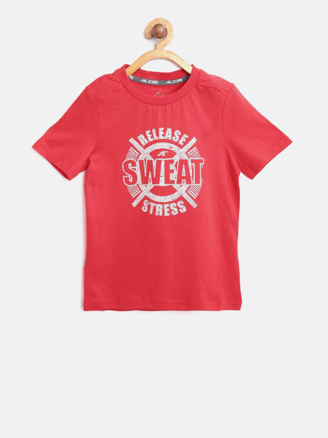 Alcis Boys Red Printed Round Neck Training T-shirt BTE7531-4