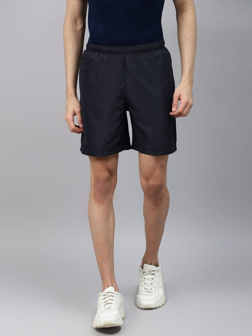 Alcis Men Navy Blue Solid Slim Fit Sports Shorts