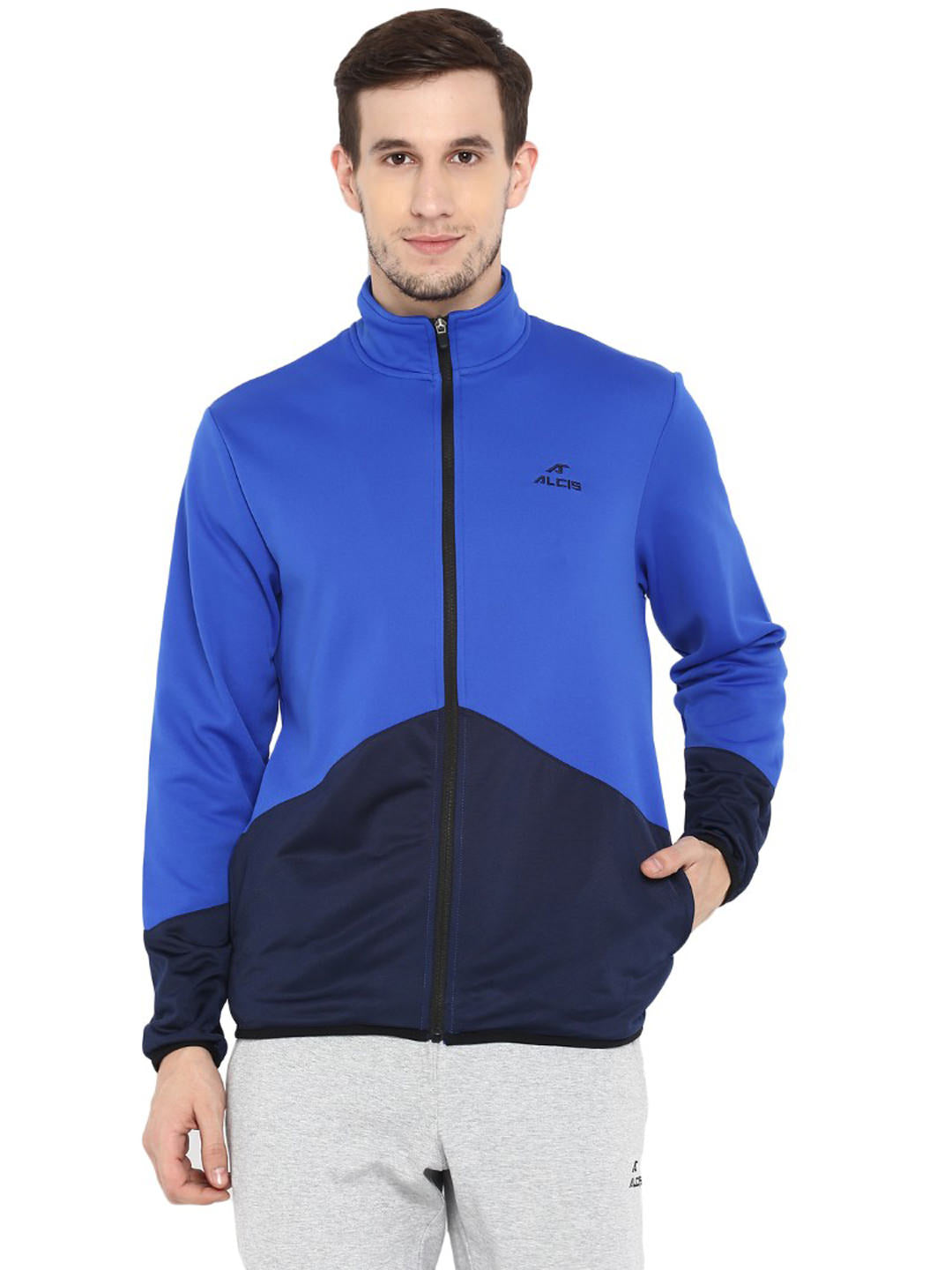 Alcis Men Blue Colourblocked Lightweight Sporty Jacket ECMJKT00317-S