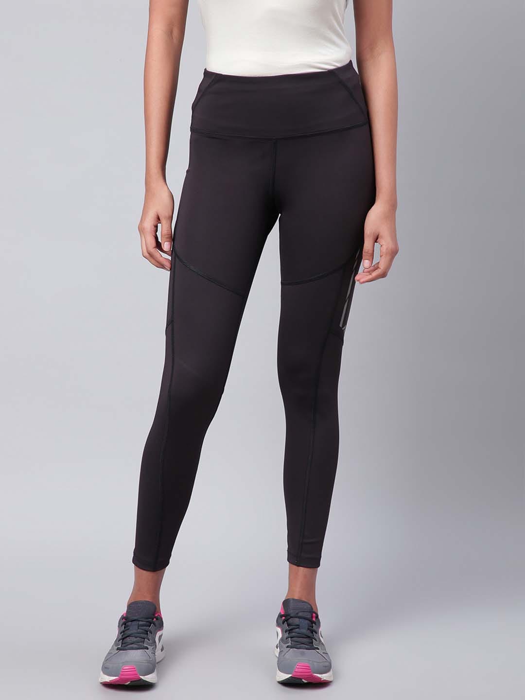 Alcis Women Black Rapid Dry Solid Cropped Training Tights