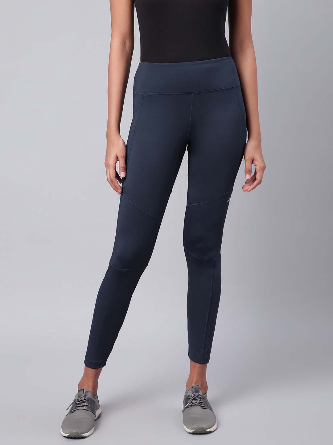 Alcis Women Navy Blue Rapid Dry Solid Cropped Training Tights