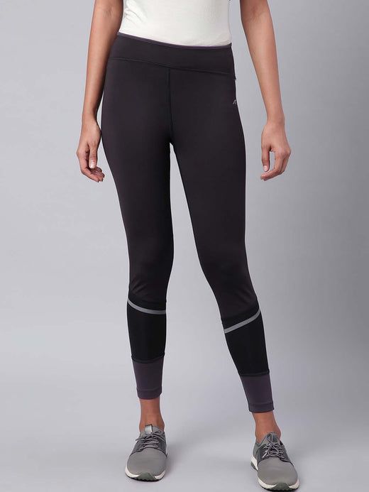 Alcis Women Black Drytech+ Solid Cropped Training Tights